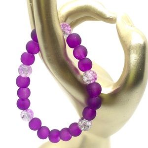 Purple Rain Glass & Crackle Glass Beaded Bracelet